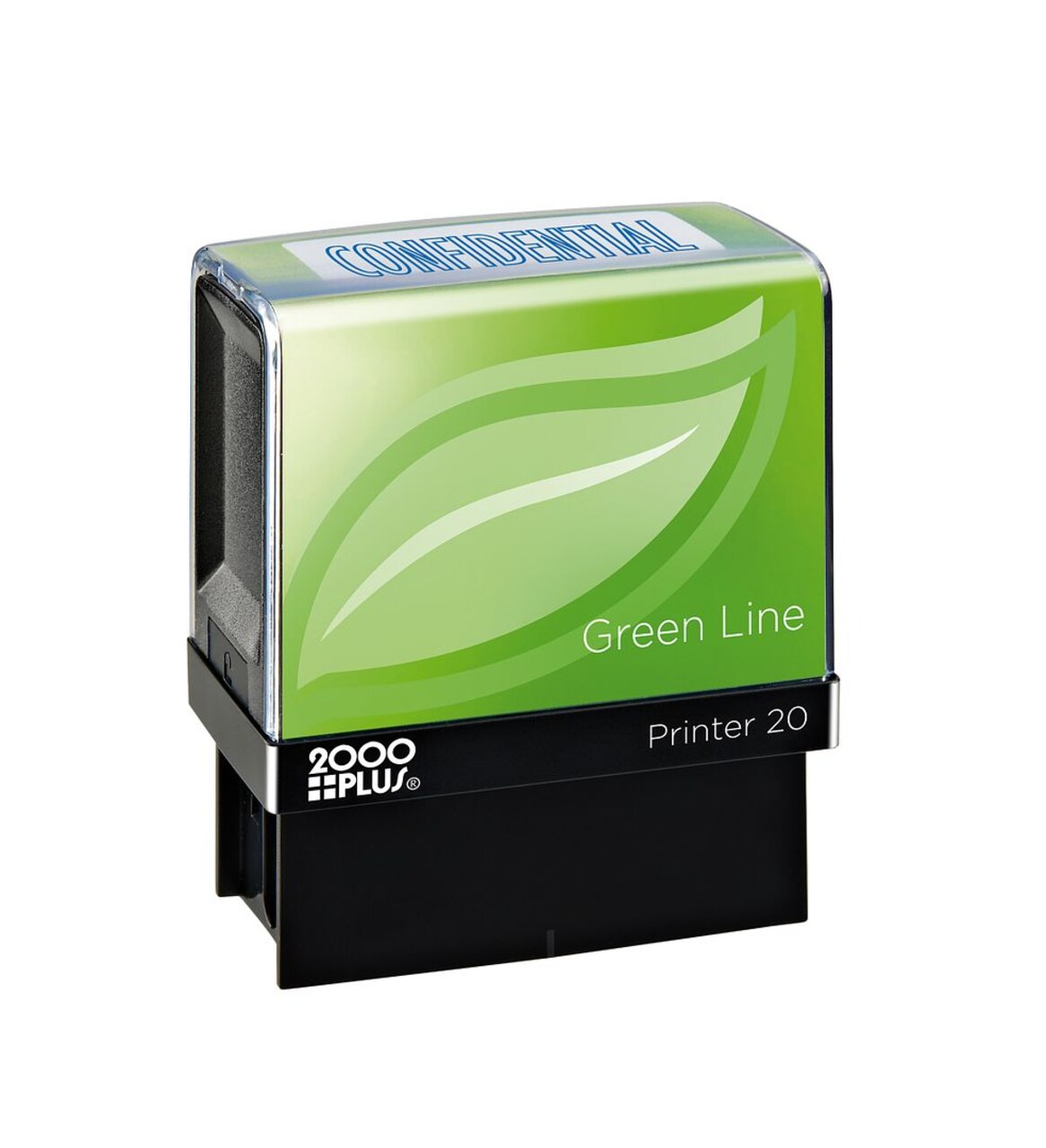 2000 PLUS Greenline Message Stamp, Self-Inking, CONFIDENTIAL, 1-1/2" x 9/16" impression area, 80% recycled, Blue ink